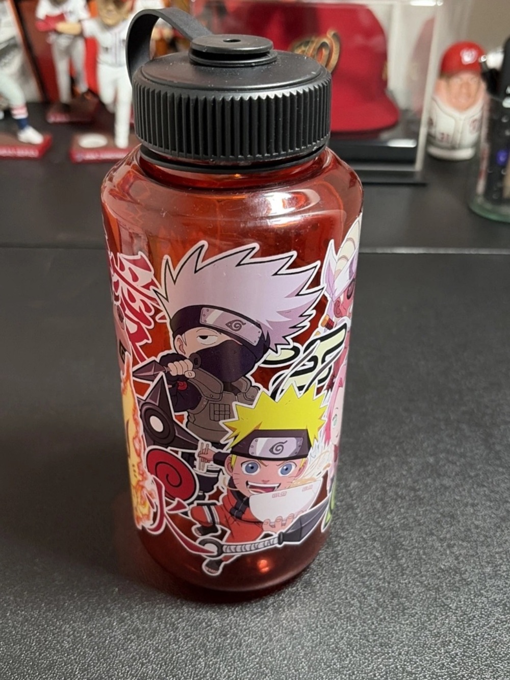 Naruto Red 32 oz. Water Bottle with Black Lid - Anime Character Design BPA Free